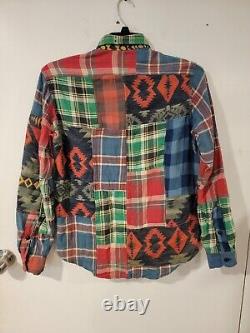 NWT Polo Ralph Lauren Southwestern Patchwork Flannel Aztec Button Up Womens S