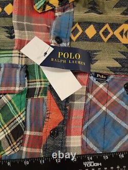 NWT Polo Ralph Lauren Southwestern Patchwork Flannel Aztec Button Up Womens S