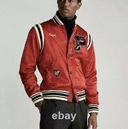 NWT Polo Ralph Lauren Varsity Red Jacket 1967 P Patch Tiger Satin Size Medium