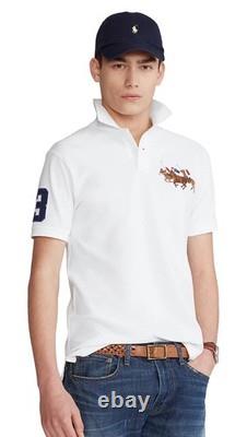 NWT Polo Ralph Lauren White TRIPLE PONY #3 Mesh Knit Classic Fit Collared Shirt