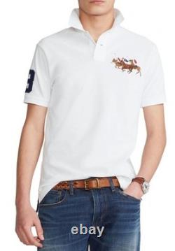 NWT Polo Ralph Lauren White TRIPLE PONY #3 Mesh Knit Classic Fit Collared Shirt