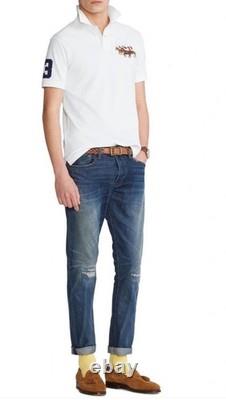 NWT Polo Ralph Lauren White TRIPLE PONY #3 Mesh Knit Classic Fit Collared Shirt