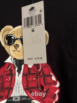 NWT Polo Ralph Lauren Women's Female Polo Bear T-Shirt in Black Size M