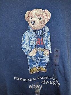 NWT Polo Ralph Lauren Women's Jeans Suit Polo Bear Tee Shirt in Navy Blue