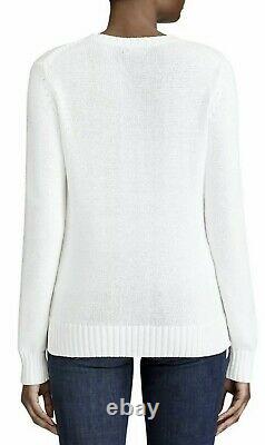 NWT Polo Ralph Lauren ltd white knitted french beret bear knit sweater women