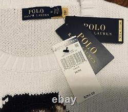 NWT Polo Ralph Lauren ltd white knitted french beret bear knit sweater women