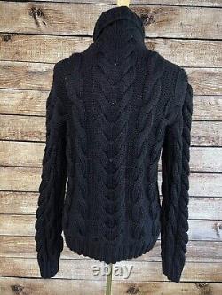 NWT Ralph Lauren Black Label Heavy Cable Knit Wool Sweater XL Navy Blue