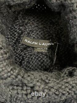 NWT Ralph Lauren Black Label Heavy Cable Knit Wool Sweater XL Navy Blue