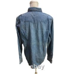 NWT Ralph Lauren Denim Western Shirt Womens XL Long Sleeve Snap Buttons Europe