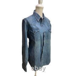 NWT Ralph Lauren Denim Western Shirt Womens XL Long Sleeve Snap Buttons Europe
