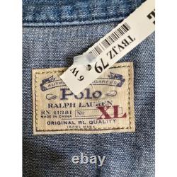NWT Ralph Lauren Denim Western Shirt Womens XL Long Sleeve Snap Buttons Europe