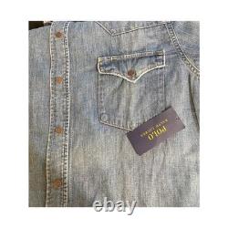 NWT Ralph Lauren Denim Western Shirt Womens XL Long Sleeve Snap Buttons Europe