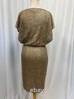 NWT Ralph Lauren Holiday Gold Champagne Sequin Cocktail Dress Size 2 MSRP $220