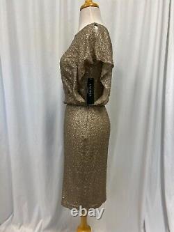 NWT Ralph Lauren Holiday Gold Champagne Sequin Cocktail Dress Size 2 MSRP $220