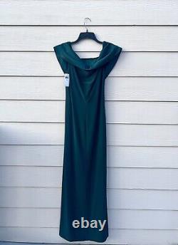 NWT Ralph Lauren Leonetta Satin V-Neck Jersey Gown in Emerald Green Sz 16