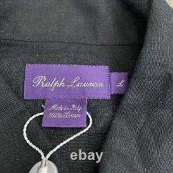 NWT Ralph Lauren Purple Label Button Up Black Pocket 100% Linen Large L