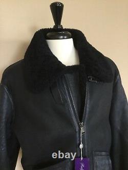 NWT Ralph Lauren Purple Label Navy Shearling Jacket XL Slim, made in Italy $4995
