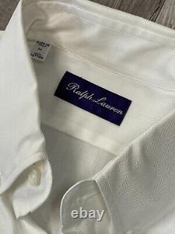 NWT Ralph Lauren Purple Label White Oxford Collar Shirt Size M Cotton