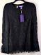 Nwt Ralph Lauren Top Womens 12 Black Lace Sheer Long Sleeve Blouse, Msrp $1990