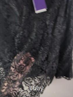 NWT Ralph Lauren Top Womens 12 Black Lace Sheer Long Sleeve Blouse, MSRP $1990