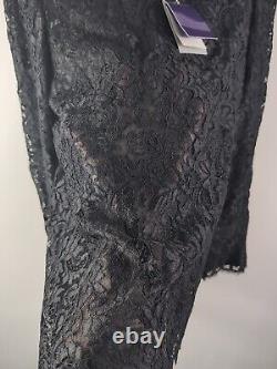 NWT Ralph Lauren Top Womens 12 Black Lace Sheer Long Sleeve Blouse, MSRP $1990