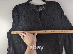 NWT Ralph Lauren Top Womens 12 Black Lace Sheer Long Sleeve Blouse, MSRP $1990