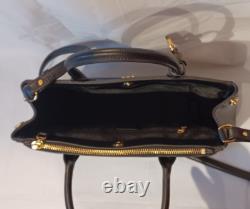 NWT Ralph Lauren USA Black Leather Small Zip Huntingdon Satchel Crossbody Strap