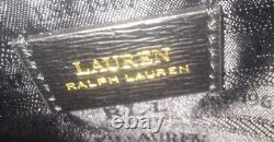 NWT Ralph Lauren USA Black Leather Small Zip Huntingdon Satchel Crossbody Strap