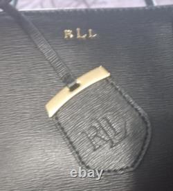 NWT Ralph Lauren USA Black Leather Small Zip Huntingdon Satchel Crossbody Strap