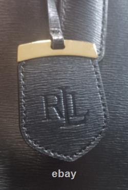 NWT Ralph Lauren USA Black Leather Small Zip Huntingdon Satchel Crossbody Strap