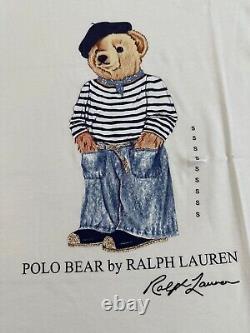 NWT Ralph Lauren Womens T Shirt White XS Polo Bear French Riviera Snow Beach