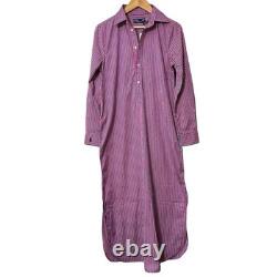 NWT248$ Polo Ralph Lauren Women Striped Long Sleeve Shirt Dress Size 2 Pink/Blue