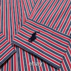 NWT248$ Polo Ralph Lauren Women Striped Long Sleeve Shirt Dress Size 2 Pink/Blue