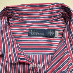 NWT248$ Polo Ralph Lauren Women Striped Long Sleeve Shirt Dress Size 2 Pink/Blue