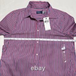 NWT248$ Polo Ralph Lauren Women Striped Long Sleeve Shirt Dress Size 2 Pink/Blue