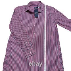NWT248$ Polo Ralph Lauren Women Striped Long Sleeve Shirt Dress Size 2 Pink/Blue