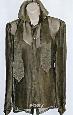 New $1200.00 Ralph Lauren Purple Label Collection Olive Blouse Sz 4