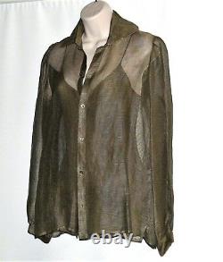 New $1200.00 Ralph Lauren Purple Label Collection Olive Blouse Sz 4