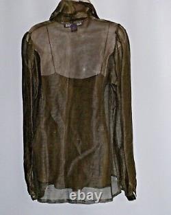 New $1200.00 Ralph Lauren Purple Label Collection Olive Blouse Sz 4