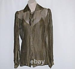 New $1200.00 Ralph Lauren Purple Label Collection Olive Blouse Sz 4