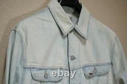 New $250 Polo Ralph Lauren XL Denim Trucker Jacket Bleached Light Blue White