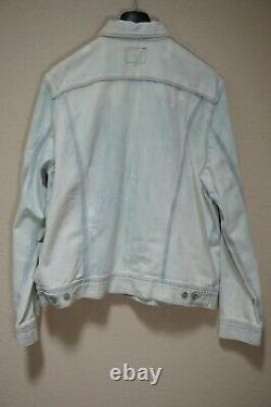 New $250 Polo Ralph Lauren XL Denim Trucker Jacket Bleached Light Blue White