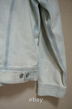 New $250 Polo Ralph Lauren XL Denim Trucker Jacket Bleached Light Blue White