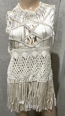 New $3,990 Ralph Lauren Collection Purple Label Embroidered Macrame Dress Top 6