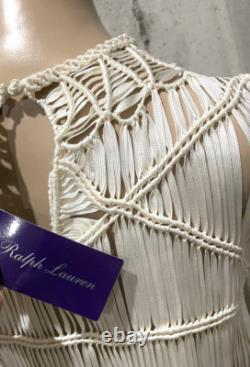 New $3,990 Ralph Lauren Collection Purple Label Embroidered Macrame Dress Top 6