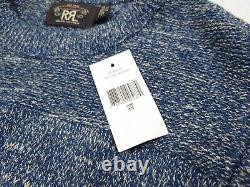 New $445 RRL Ralph Lauren Blue Indigo Heavy Marled Ring-spun Knit Sweater XS