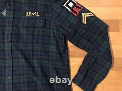 New L Polo Ralph Lauren Tartan Plaid L/S Shirt Military Freedom Seekers Patch