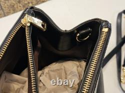 New LAUREN RALPH LAUREN Newbury Double Zip Large Black Leather Satchel
