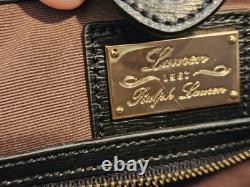 New LAUREN RALPH LAUREN Newbury Double Zip Large Black Leather Satchel