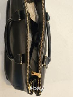 New LAUREN RALPH LAUREN Newbury Double Zip Large Black Leather Satchel